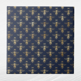 Glam Navy Blue Gold Bees Crown Fliese