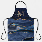 Glam Navy Blue Gold Glitzer Agate Geode Monogram Schürze (Vorderseite)