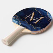 Glam Navy Blue Gold Glitzer Agate Geode Monogram Tischtennis Schläger (Vorderseite)