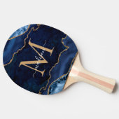 Glam Navy Blue Gold Glitzer Agate Geode Monogram Tischtennis Schläger (Seitenansicht)