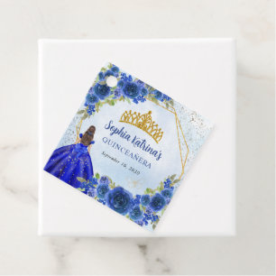 Glam Navy Blue Gold Glitzer Floral Princess Tiara Geschenkanhänger