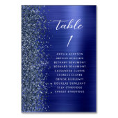 Glam Navy Blue Metallic Glitter Script Wedding Tischnummer (Vorderseite)