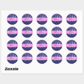 Glam Navy Blue Pink Glitzer Glitzern Name Monogram Runder Aufkleber (Blatt)