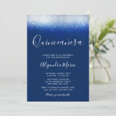 Glam Navy Blue Quinceanera Einladungen (Stehend Vorderseite)