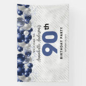 Glam Navy Blue Silver Balloon Glitzer Willkommen Banner (Vertikal)