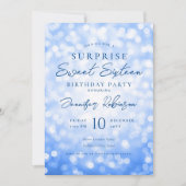 Glam Navy Lights Foto SURPRISE Sweet 16 Einladung (Vorderseite)