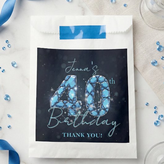 Glam Navyblauer Saphir-Edelstein 40. Geburtstag Geschenktütchen