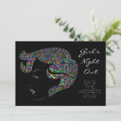Glam neon Girl's Night Out Party Einladung (Stehend Vorderseite)