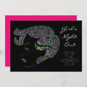 Glam neon Girl's Night Out Party Einladung (Vorne/Hinten)
