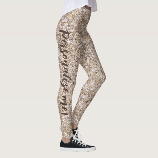 Glam Neutral Gold Mermaid Glitzer CUSTOM TEXT Leggings (Rechts)