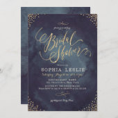 Glam Night Gold Glitzer Kalligrafie Brautparty Einladung (Vorne/Hinten)