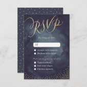 Glam Night Gold Glitzer Kalligraphie Hochzeit RSVP (Vorne/Hinten)
