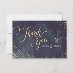 Glam Night Imitats Gold Glitzer Kalligraphie Viele Dankeskarte