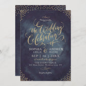 Glam Night Imitats Goldkalligraphie Glitzer Hochze Einladung (Vorne/Hinten)
