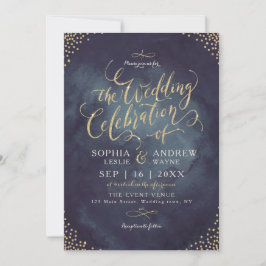 Glam Night Imitats Goldkalligraphie Glitzer Hochze Einladung