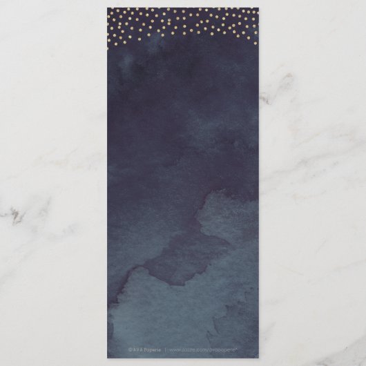 Glam Night Imitats Goldkalligraphie Hochzeitsmenü Menükarte (Rückseite)