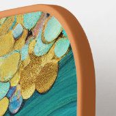 Glam Ocean Waves Aquamarin & Gold Monogram Pickleball Schläger (Linke Seite)