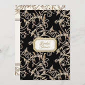 Glam Old Hollywood Regency Black Brautparty Einladung (Vorne/Hinten)