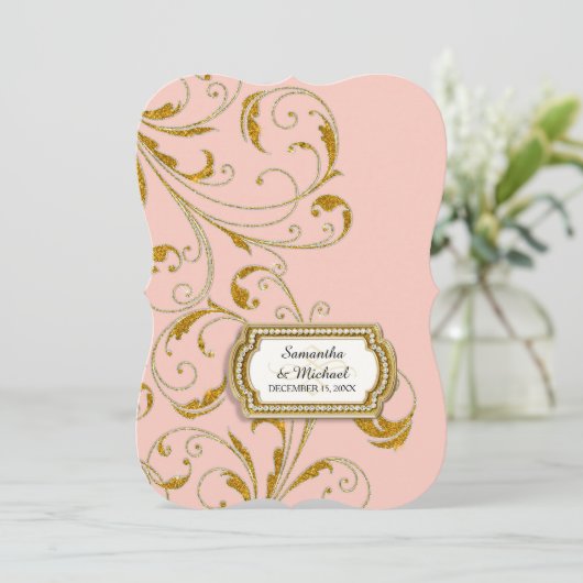 Glam Old Hollywood Regency Black Krawatte Event St Einladung (Stehend Vorderseite)