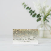 Glam Olive Green Gold Marble Glitzer Script Visitenkarte (Stehend Vorderseite)