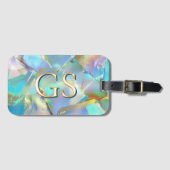 Glam Opal Design, große Monogramme oder Name Gepäckanhänger (Vorderseite (Horizontal))