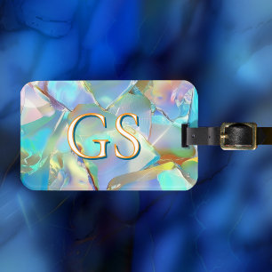 Glam Opal Design, große Monogramme oder Name Gepäckanhänger