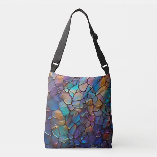 Glam Opal Gemstone Hartglas-Muster Tragetaschen Mit Langen Trägern (Vorderseite)
