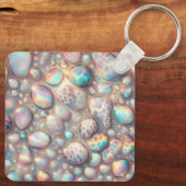 Glam Opal Leopard Print Girly Keychain Schlüsselanhänger (Rückseite)