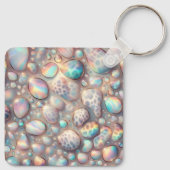 Glam Opal Leopard Print Girly Keychain Schlüsselanhänger (Rückseite)