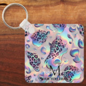 Glam Opal Leopard Print Girly Keychain Schlüsselanhänger (Vorderseite)