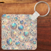 Glam Opal Leopard Print Girly Keychain Schlüsselanhänger (Rückseite)