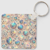 Glam Opal Leopard Print Girly Keychain Schlüsselanhänger (Rückseite)