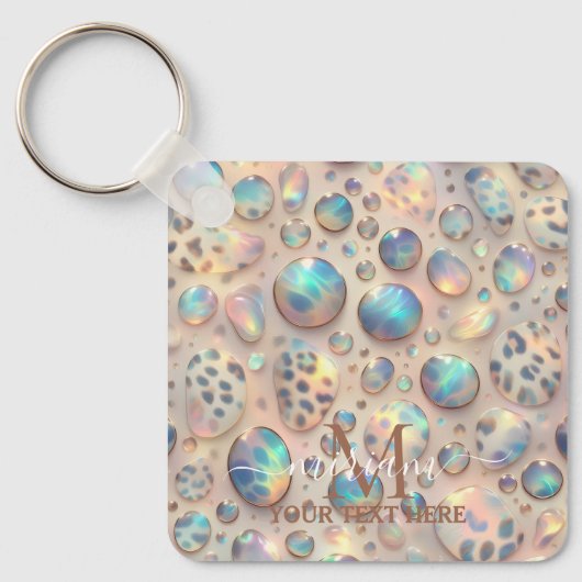 Glam Opal Leopard Print Girly Keychain Schlüsselanhänger (Vorderseite)