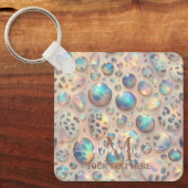 Glam Opal Leopard Print Girly Keychain Schlüsselanhänger (Vorderseite)