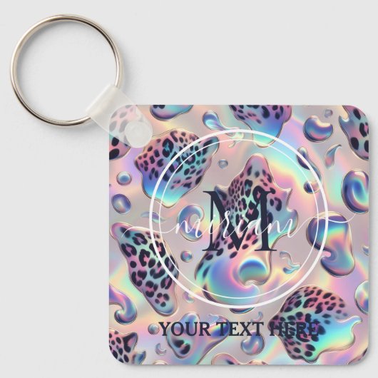 Glam Opal Leopard Print Girly Keychain Schlüsselanhänger (Vorderseite)