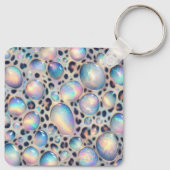 Glam Opal Leopard Print Girly Keychain Schlüsselanhänger (Rückseite)