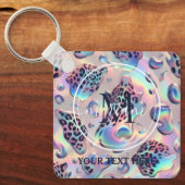 Glam Opal Leopard Print Mädchen Schlüsselanhänger (Vorderseite)
