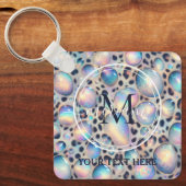 Glam Opal Leopard Print Mädchen Schlüsselanhänger (Vorderseite)