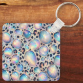 Glam Opal Leopard Print Mädchen Schlüsselanhänger (Rückseite)