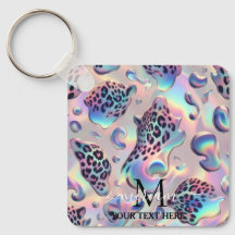 Glam Opal Leopardenprint Mädchen-Schlüsselanhänger
