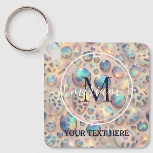 Glam Opal Leopardenprint Mädchen-Schlüsselanhänger Schlüsselanhänger (Vorderseite)
