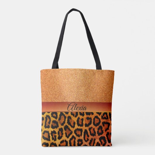 Glam Orange und Gold Leopard Tasche (Rückseite)