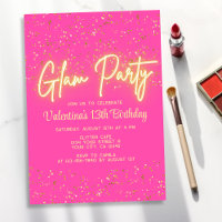 Glam Party Modern Hot Pink Neon Glow Girl Geburtst