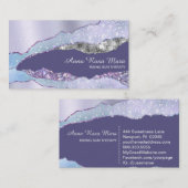 *~* Glam Pastel Agate Geode Silver Glitzer Visitenkarte (Vorne/Hinten)