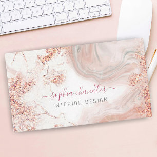 Glam Peach & Gray Marmor, klassisch Visitenkarte