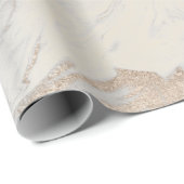 Glam Pearly Ivory Silver White Marble Glam Geschenkpapier (Rolleneckpunkt)