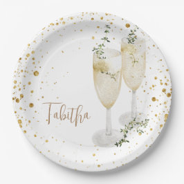 Glam Personalisiert Champagne Glasses Brautparty Pappteller