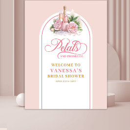 Glam petals and prosecco shower banner blush gold wandteppich