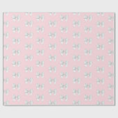Glam Pink Aqua Blue Tiffany Thema White Bow Geschenkpapier (Flach)