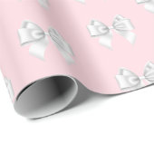 Glam Pink Aqua Blue Tiffany Thema White Bow Geschenkpapier (Rolleneckpunkt)